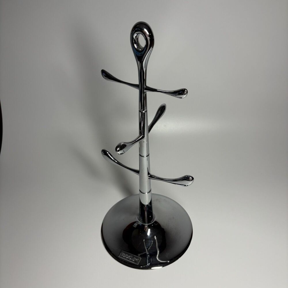 Bodum Mug Tree Crate And Barrel Silver Holds 6